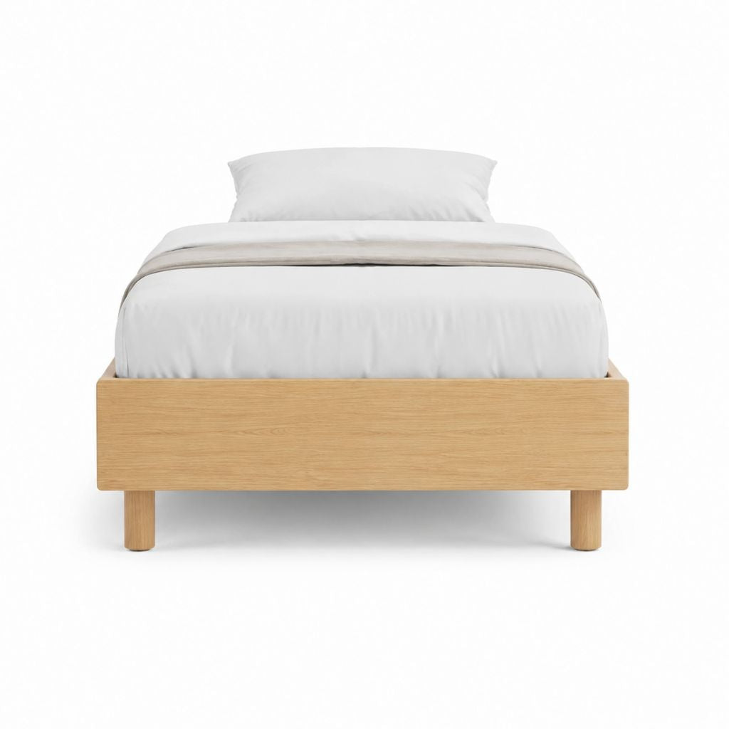Lit double cadre de lit en bois massif chêne rectangulaire 140 x 190 cm