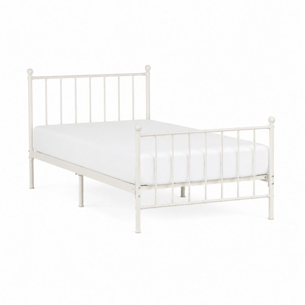 Cadre de lit simple blanc en acier 90 x 190 cm
