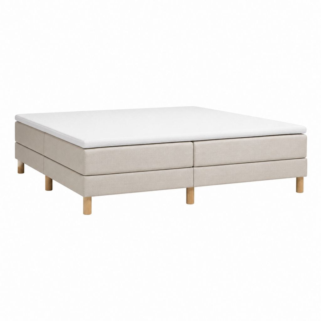 Ensemble sommier tapissier avec surmatelas beige en polyester 160 x 200 cm