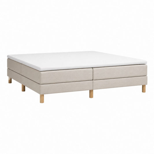 Ensemble sommier tapissier avec surmatelas beige en polyester 160 x 200 cm
